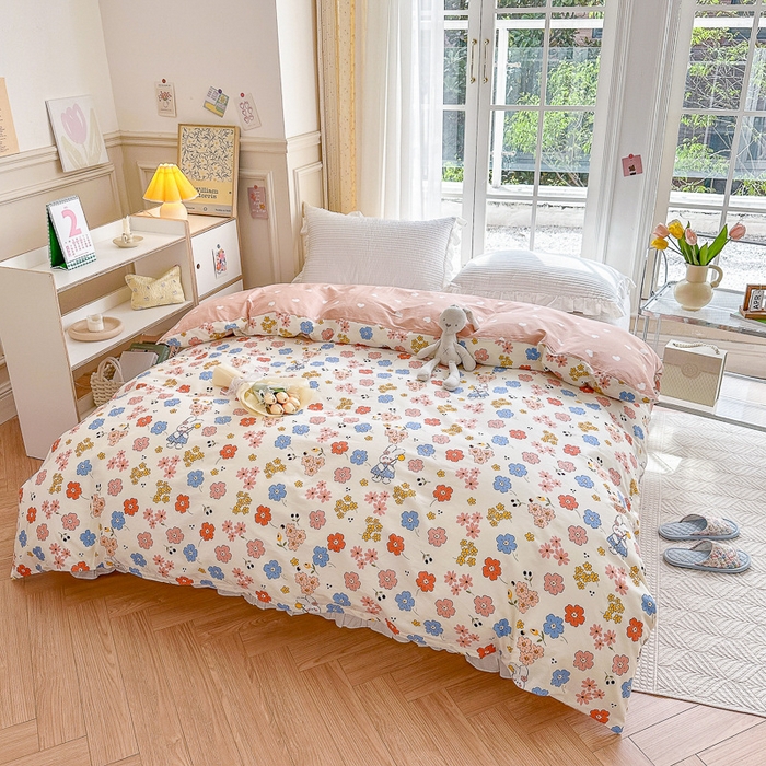 91家纺网 家纺一手货源 找家纺 清雅福2023新款春夏13372小清新系列-单被套 花仙兔