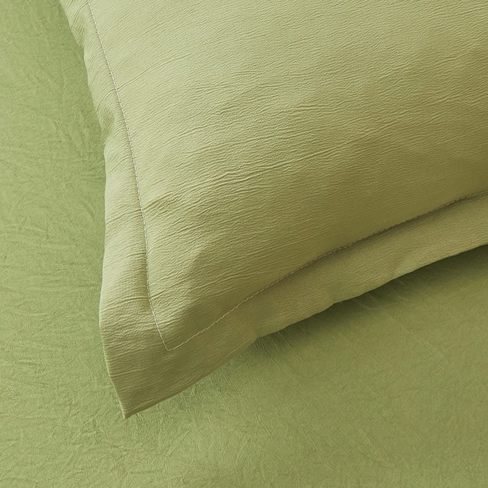 91家纺网 家纺一手货源 找家纺 梦舒羽 2025新款水洗棉麻单人宿舍亲肤枕套 牛油果绿