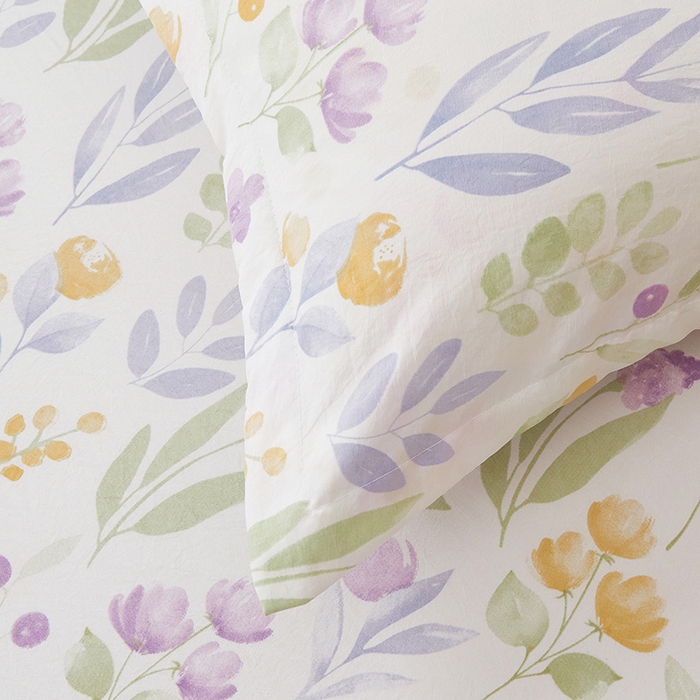 91家纺网 家纺一手货源 找家纺 梦舒羽 2025新款水洗棉麻单人宿舍亲肤枕套 爱的花海-紫