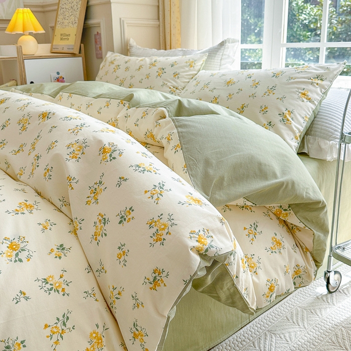 91家纺网 家纺一手货源 找家纺 清雅福 2023新款春夏13372小清新系列床上四件套 奈美