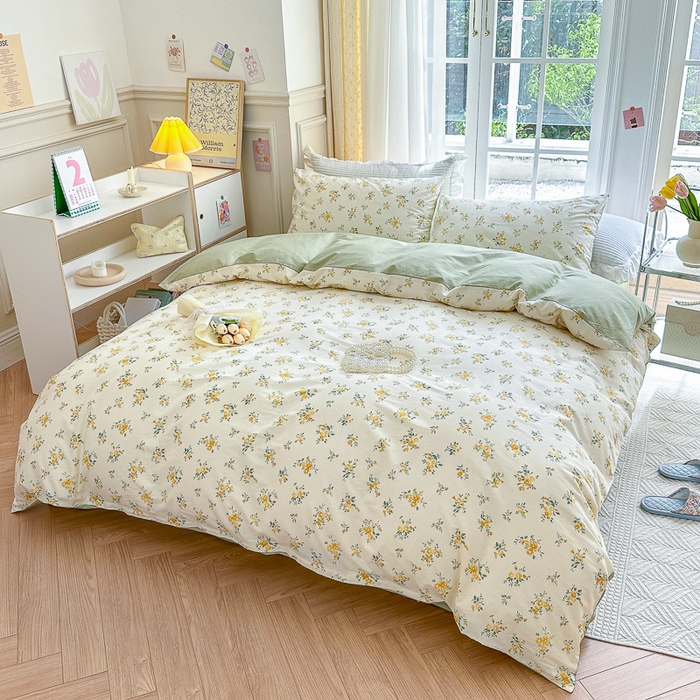 91家纺网 家纺一手货源 找家纺 清雅福 2023新款春夏13372小清新系列床上四件套 奈美