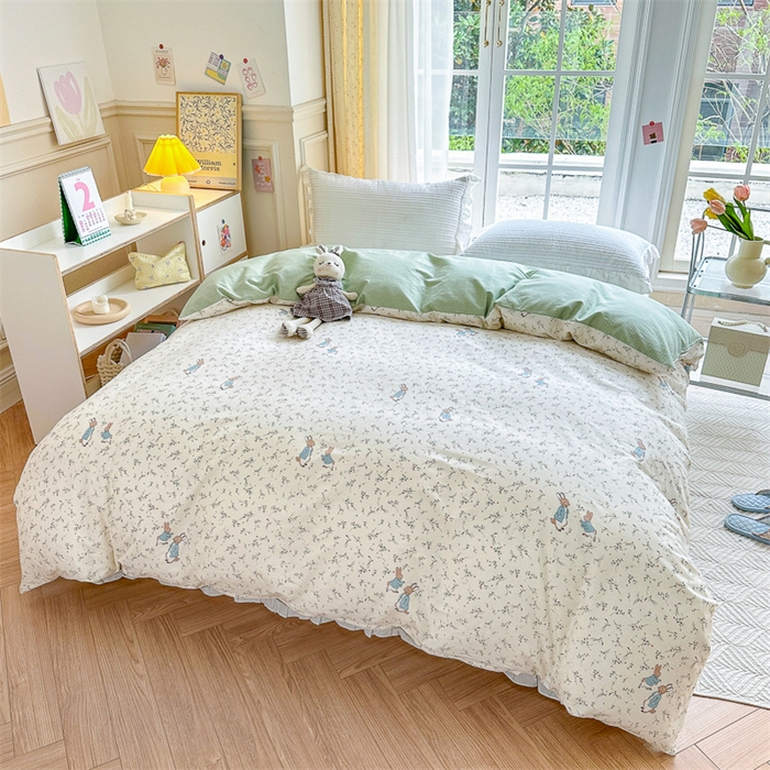 91家纺网 家纺一手货源 找家纺 清雅福2023新款春夏13372小清新系列-单被套 彼得兔