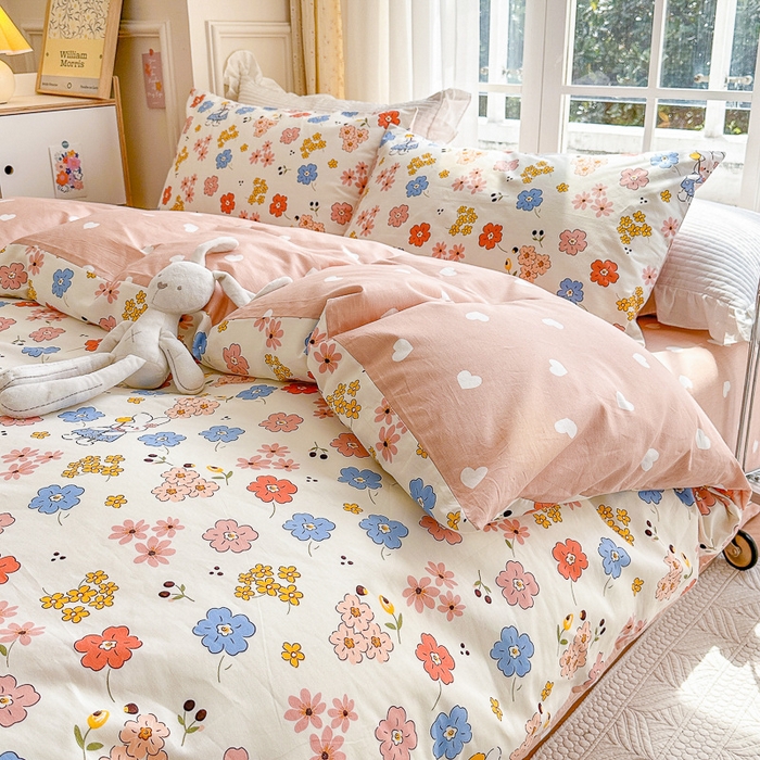 91家纺网 家纺一手货源 找家纺 清雅福 2023新款春夏13372小清新系列床上四件套 花仙兔