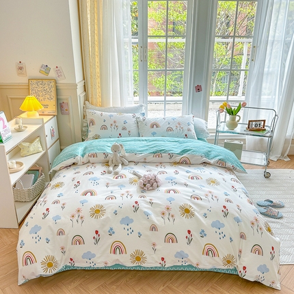 91家纺网 家纺一手货源 找家纺 清雅福 2023新款春夏13372小清新系列床上四件套 彩虹漾
