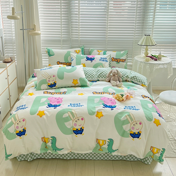 91家纺网 家纺一手货源 找家纺 梦家居2023新款小猪佩奇系列全棉单被套 奇瑞