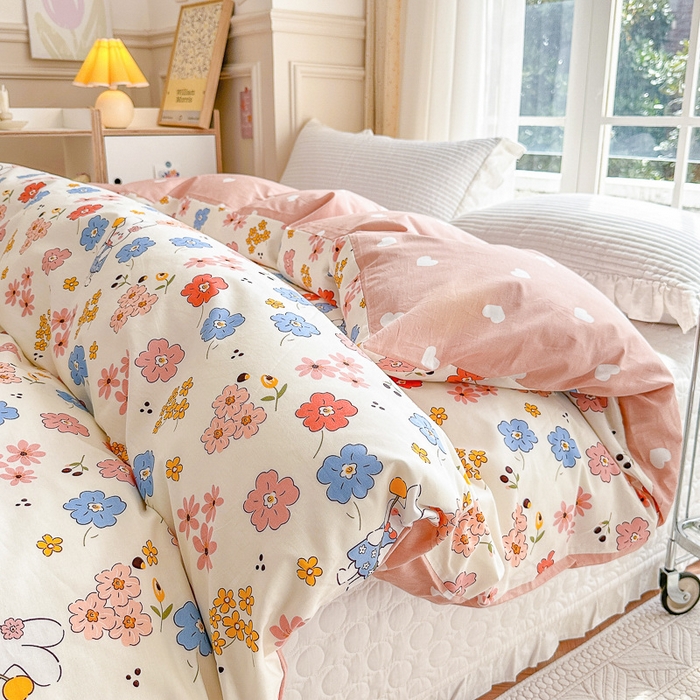 91家纺网 家纺一手货源 找家纺 清雅福2023新款春夏13372小清新系列-单被套 花仙兔