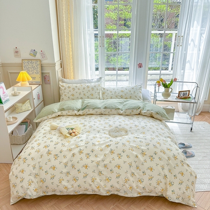 91家纺网 家纺一手货源 找家纺 清雅福 2023新款春夏13372小清新系列床上四件套 奈美