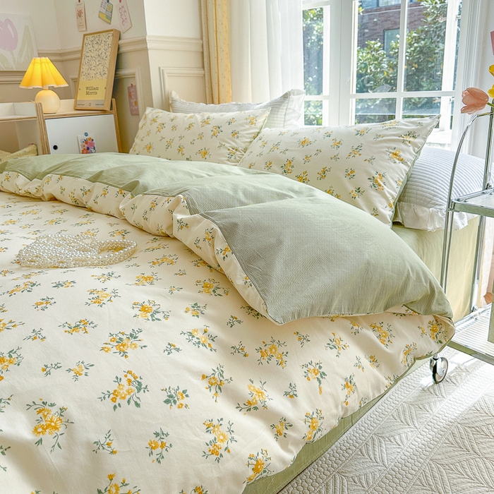 91家纺网 家纺一手货源 找家纺 清雅福 2023新款春夏13372小清新系列床上四件套 奈美