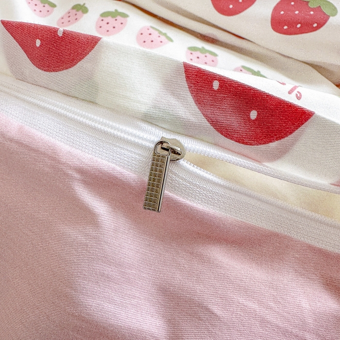 91家纺网 家纺一手货源 找家纺 清雅福 2023新款春夏13372小清新系列床上四件套 草莓冰冰