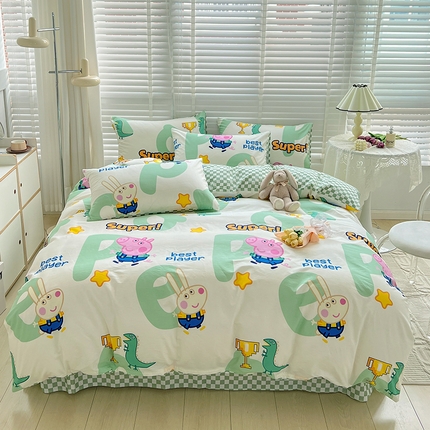 91家纺网 家纺一手货源 找家纺 （总）梦家居2023新款小猪佩奇系列全棉单被套