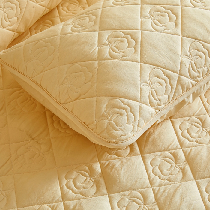 91家纺网 家纺一手货源 找家纺 新款 水洗棉麻单人宿舍亲肤夹棉枕套 鹅黄色