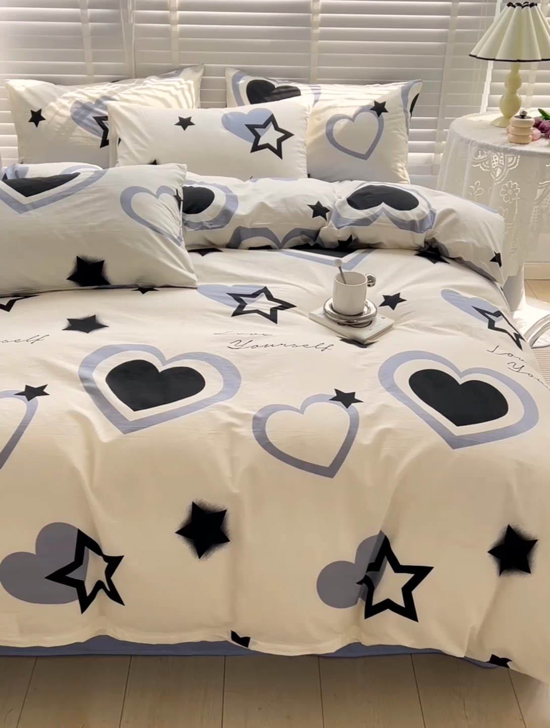 91家纺网 家纺一手货源 找家纺 梦家居 2023春季新品小清新系列3-全棉四件套 天使星