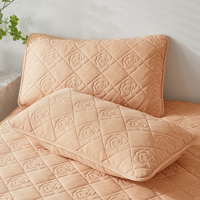 91家纺网 家纺一手货源 找家纺 新款 水洗棉麻单人宿舍亲肤夹棉枕套 香槟色