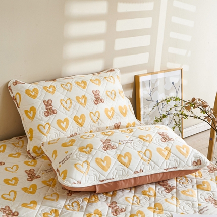 91家纺网 家纺一手货源 找家纺 新款 水洗棉麻单人宿舍亲肤夹棉枕套 爱心兔