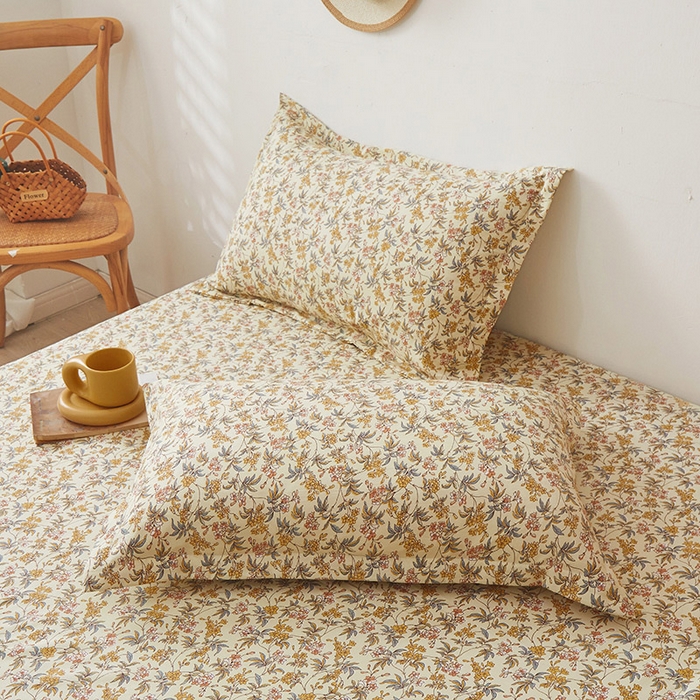 91家纺网 家纺一手货源 找家纺 梦舒羽 2025新款水洗棉麻单人宿舍亲肤枕套 繁花