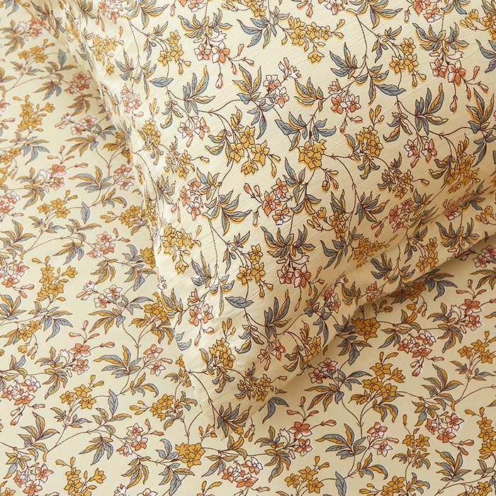 91家纺网 家纺一手货源 找家纺 梦舒羽 2025新款水洗棉麻单人宿舍亲肤枕套 繁花