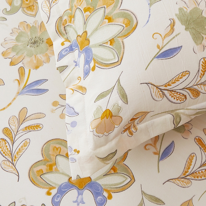 91家纺网 家纺一手货源 找家纺 梦舒羽 2025新款水洗棉麻单人宿舍亲肤枕套 太阳花