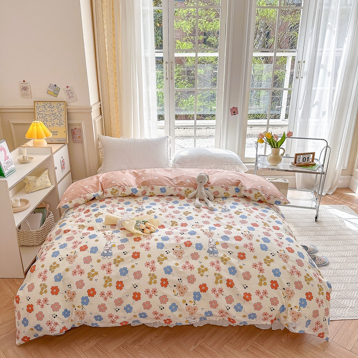 91家纺网 家纺一手货源 找家纺 清雅福2023新款春夏13372小清新系列-单被套 花仙兔