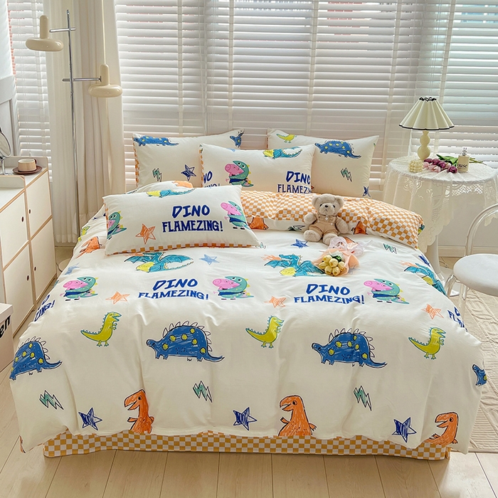 91家纺网 家纺一手货源 找家纺 梦家居2023新款小猪佩奇系列全棉单被套 恐龙乔治