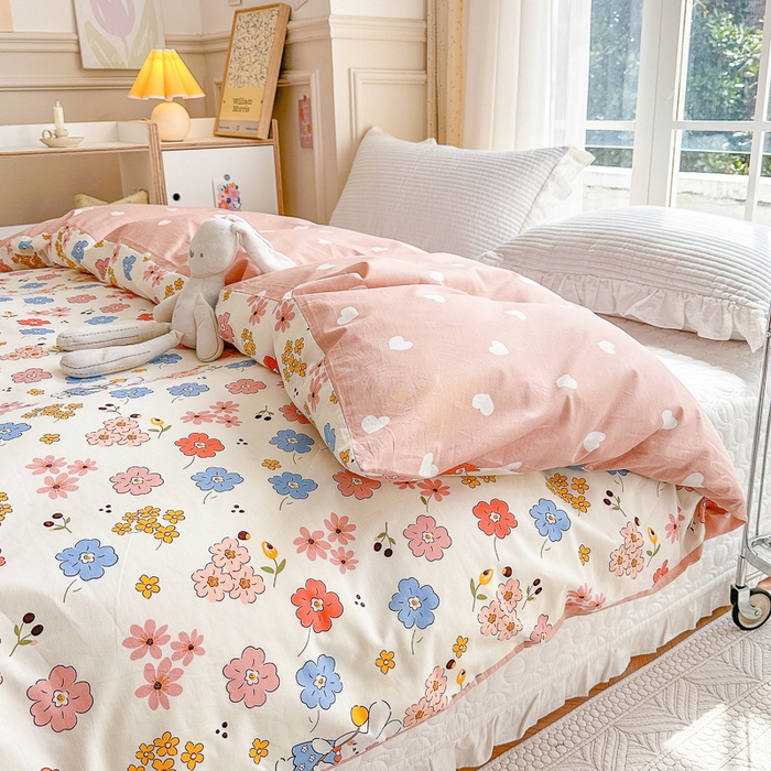 91家纺网 家纺一手货源 找家纺 清雅福2023新款春夏13372小清新系列-单被套 花仙兔