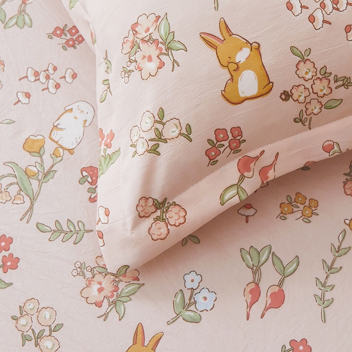 91家纺网 家纺一手货源 找家纺 梦舒羽 2025新款水洗棉麻单人宿舍亲肤枕套 花中鹿