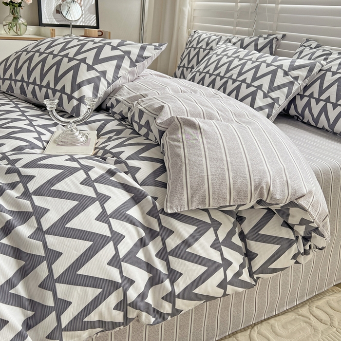 91家纺网 家纺一手货源 找家纺 梦家居 2023春季新品小清新系列3-全棉单被套 格拉