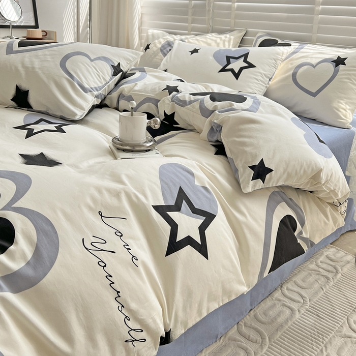 91家纺网 家纺一手货源 找家纺 梦家居 2023春季新品小清新系列3-全棉四件套 天使星