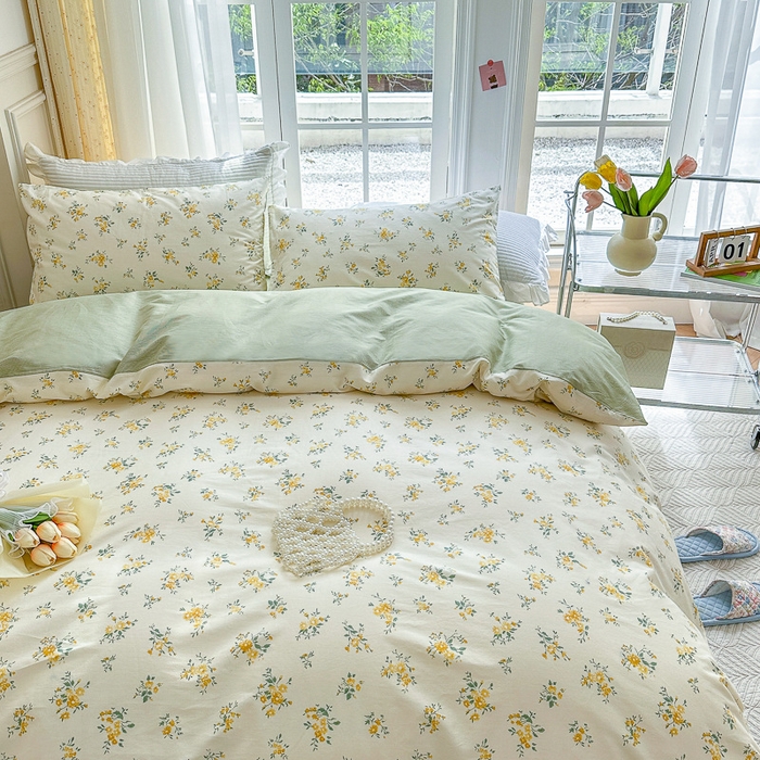 91家纺网 家纺一手货源 找家纺 清雅福 2023新款春夏13372小清新系列床上四件套 奈美