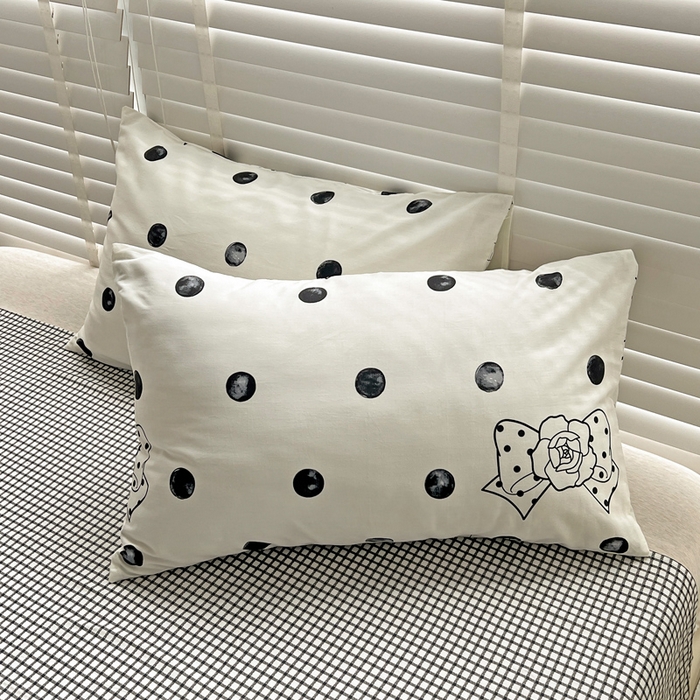 91家纺网 家纺一手货源 找家纺 梦家居 2023春季新品小清新系列3-全棉单被套 波点玫瑰