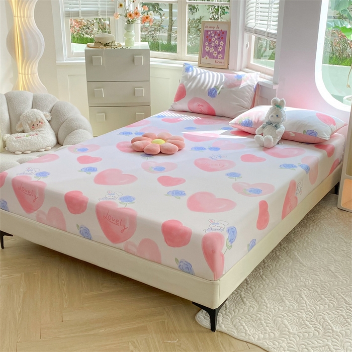 91家纺网 家纺一手货源 找家纺 多品 2023年13070单品床笠【可搭配枕套一起卖】 爱恋桃心