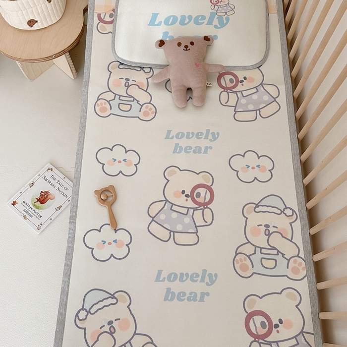 91家纺网 家纺一手货源 找家纺 橘滋 2023新款高端A类可水洗婴幼儿冰丝席 云朵奶油熊