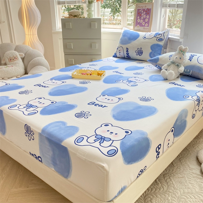 91家纺网 家纺一手货源 找家纺 多品 2023年13070单品床笠【可搭配枕套一起卖】 爱心熊