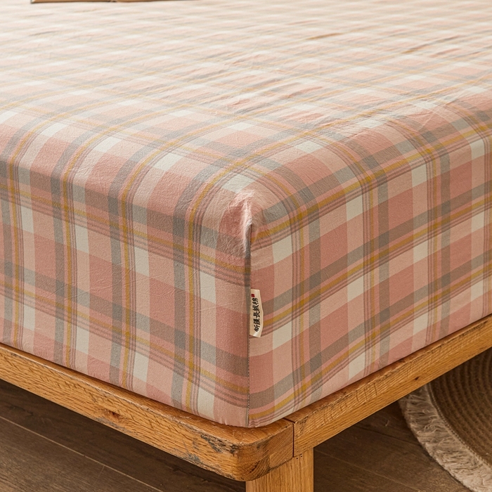 91家纺网 家纺一手货源 找家纺 喜居 2024新款A类色织纯棉水洗棉100%新疆棉全棉床笠 初恋格