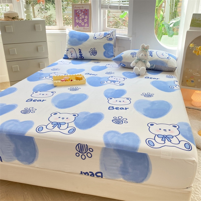 91家纺网 家纺一手货源 找家纺 多品 2023年13070单品床笠【可搭配枕套一起卖】 爱心熊