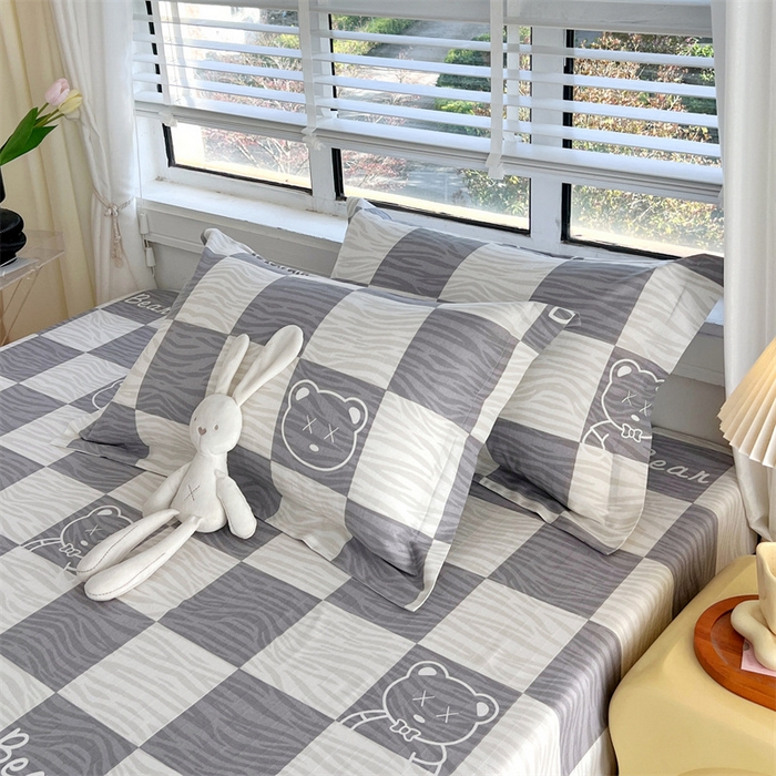 91家纺网 家纺一手货源 找家纺 凯磊家纺 新款原棉老粗布单品系列-枕套 快乐熊