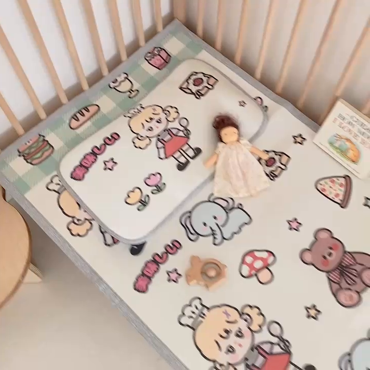 91家纺网 家纺一手货源 找家纺 橘滋 2023新款高端A类可水洗婴幼儿冰丝席 野餐派对