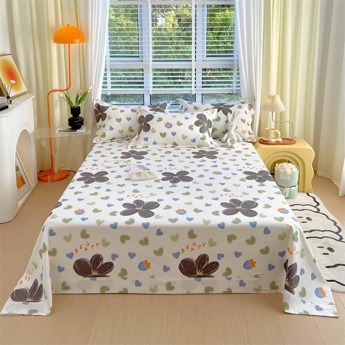 91家纺网 家纺一手货源 找家纺 凯磊家纺 新款原棉老粗布单品系列-床单 漫天花语-灰