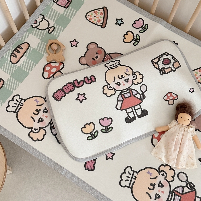 91家纺网 家纺一手货源 找家纺 橘滋 2023新款高端A类可水洗婴幼儿冰丝席 野餐派对