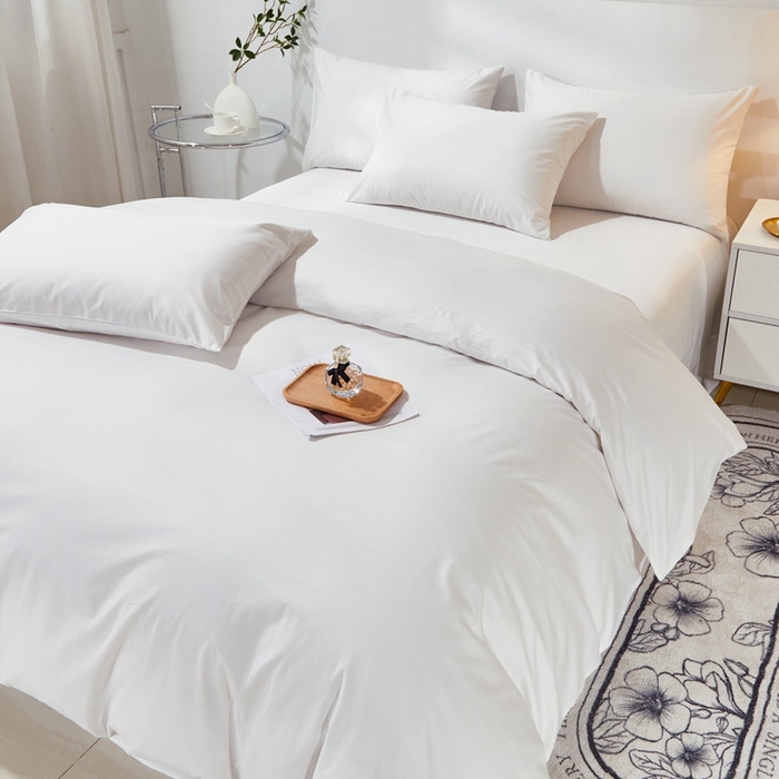 91家纺网 家纺一手货源 找家纺 晶缦家纺 2023新款喷气全棉13376纯棉斜纹纯色多规格被套 沐色-本白