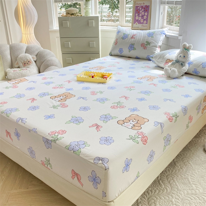 91家纺网 家纺一手货源 找家纺 多品 2023年13070单品床笠【可搭配枕套一起卖】 清新小熊