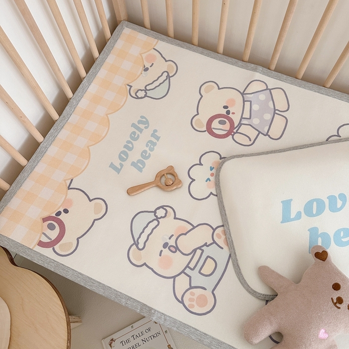 91家纺网 家纺一手货源 找家纺 橘滋 2023新款高端A类可水洗婴幼儿冰丝席 云朵奶油熊