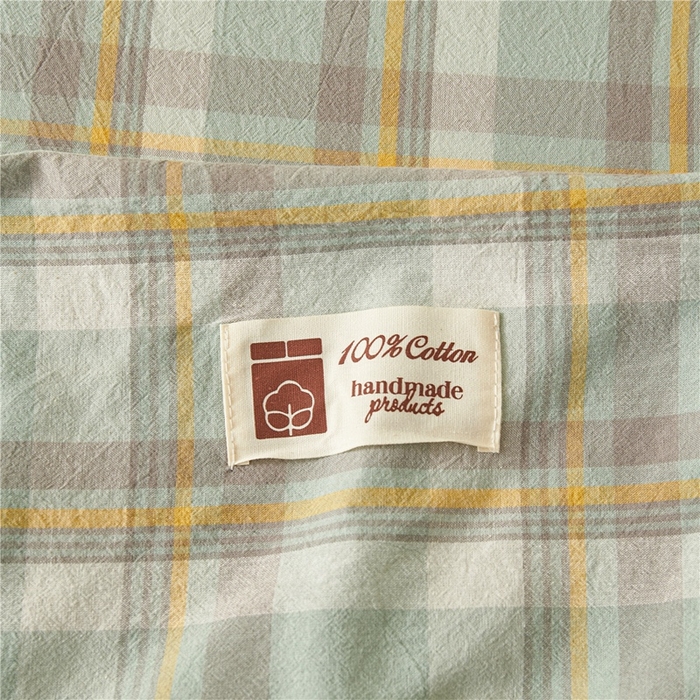 91家纺网 家纺一手货源 找家纺 喜居 2024新款A类色织纯棉水洗棉100%新疆棉全棉床笠 简兮绿