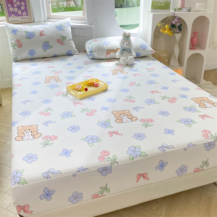 91家纺网 家纺一手货源 找家纺 多品 2023年13070单品床笠【可搭配枕套一起卖】 清新小熊