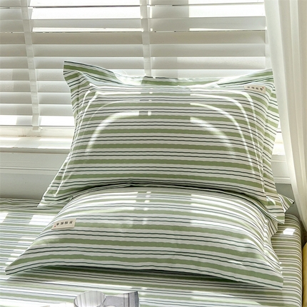 凯磊家纺 新款原棉老粗布单品系列-枕套 条纹咖