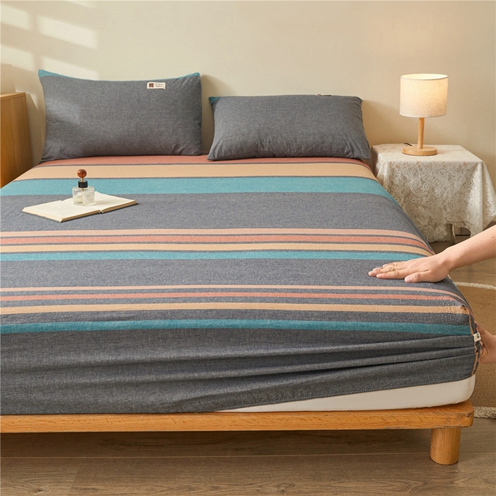 91家纺网 家纺一手货源 找家纺 喜居 2024新款A类色织纯棉水洗棉100%新疆棉全棉床笠 斯诺克