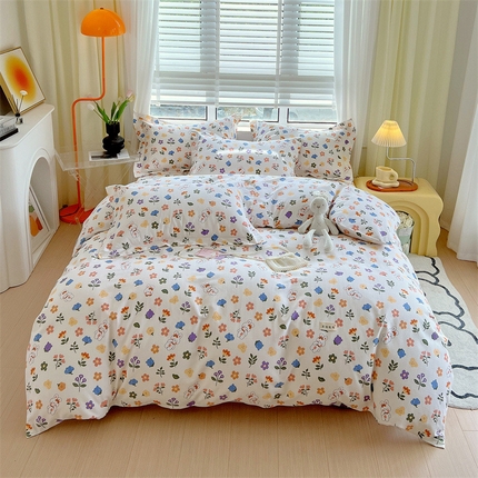 91家纺网 家纺一手货源 找家纺 凯磊家纺 新款原棉老粗布四件套 萌兔乐园