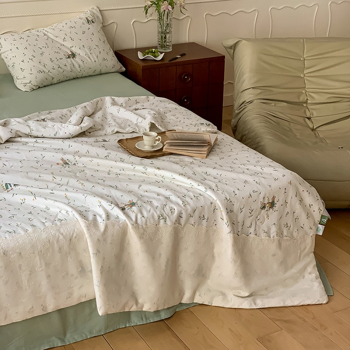 91家纺网 家纺一手货源 找家纺 （总）荣轩家居 2023新款花边款双层纱印花夏被