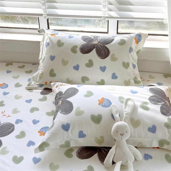 91家纺网 家纺一手货源 找家纺 凯磊家纺 新款原棉老粗布单品系列-枕套 漫天花语-灰