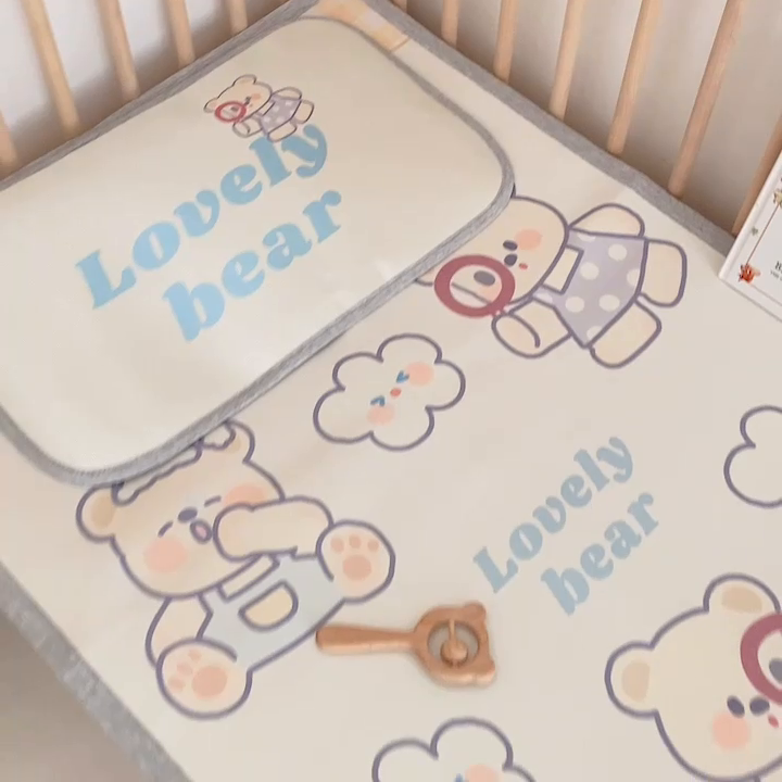 91家纺网 家纺一手货源 找家纺 橘滋 2023新款高端A类可水洗婴幼儿冰丝席 云朵奶油熊