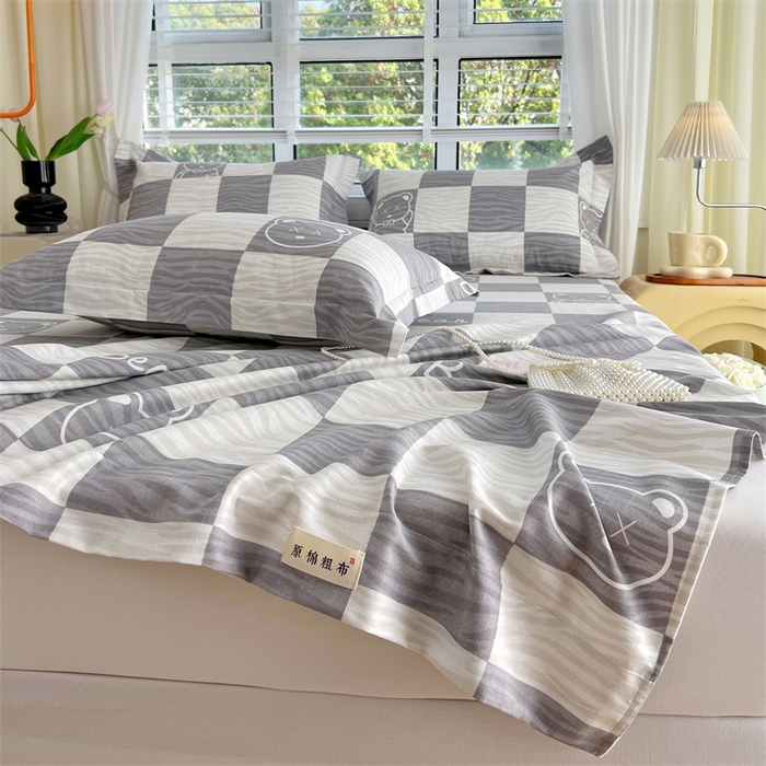 91家纺网 家纺一手货源 找家纺 凯磊家纺 新款原棉老粗布单品系列-床单 快乐熊